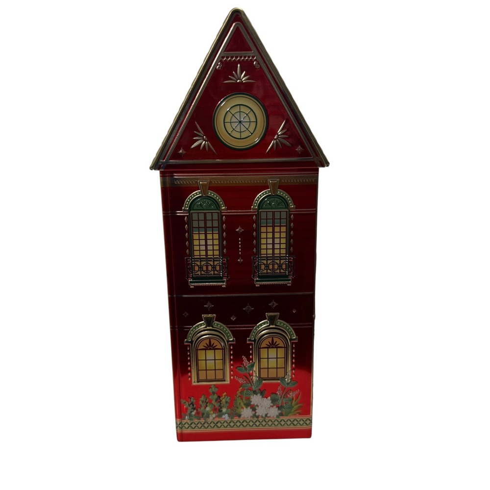 Silver Crane Co Speculoos House Cookies Red Victorian Townhouse Collectible Tin